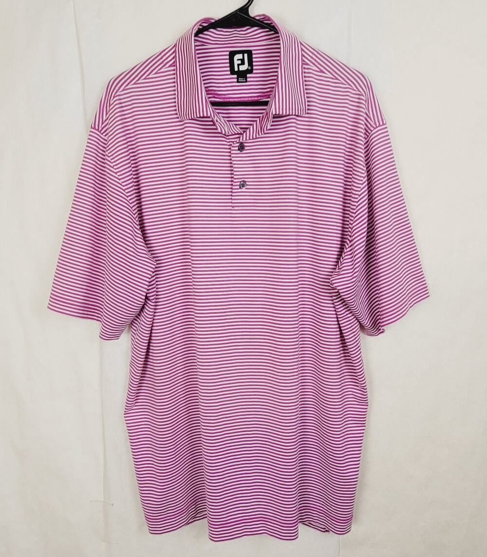 Foot Joy purple striped golf polo shirt size XL Preppy Resort Casual Active